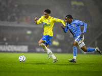 RKC midfielder Daouda Weidmann and NEC forward Sontje Hansen participate in the match between RKC and NEC at the Mandemakers Stadium for the...