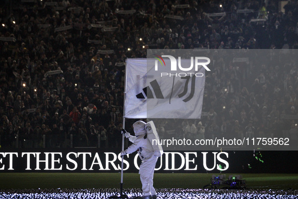 A prematch show takes place before the Serie A football match number 12, Juventus versus Torino, at the Allianz Stadium in Turin, Piedmont,...