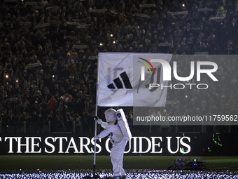 A prematch show takes place before the Serie A football match number 12, Juventus versus Torino, at the Allianz Stadium in Turin, Piedmont,...