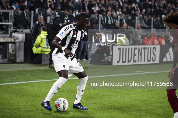 Juventus midfielder Timothy Weah (22) plays during the Serie A football match number 12, Juventus versus Torino, at the Allianz Stadium in T...