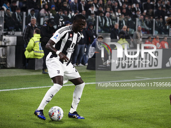 Juventus midfielder Timothy Weah (22) plays during the Serie A football match number 12, Juventus versus Torino, at the Allianz Stadium in T...