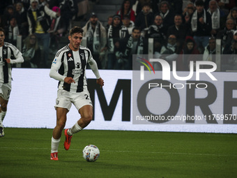 Juventus defender Andrea Cambiaso (27) plays during the Serie A football match number 12, Juventus versus Torino, at the Allianz Stadium in...