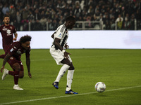 Juventus midfielder Timothy Weah (22) scores his goal to make it 1-0 during the Serie A football match number 12, Juventus vs. Torino, at th...