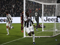 Juventus midfielder Timothy Weah (22) celebrates after scoring his goal to make it 1-0 during the Serie A football match number 12, Juventus...