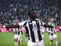 Juventus midfielder Timothy Weah (22) celebrates after scoring his goal to make it 1-0 during the Serie A football match number 12, Juventus...