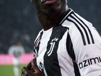 Juventus midfielder Timothy Weah (22) celebrates after scoring his goal to make it 1-0 during the Serie A football match number 12, Juventus...