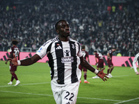 Juventus midfielder Timothy Weah (22) celebrates after scoring his goal to make it 1-0 during the Serie A football match number 12, Juventus...