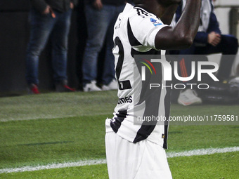 Juventus midfielder Timothy Weah (22) celebrates after scoring his goal to make it 1-0 during the Serie A football match number 12, Juventus...