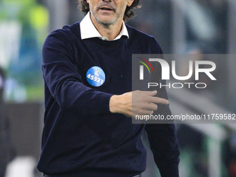 Torino coach Paolo Vanoli gestures during the Serie A football match number 12, Juventus vs. Torino, at the Allianz Stadium in Turin, Piedmo...