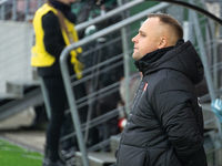 Cracovia coach Dawid Kroczek is present during the game between KS Cracovia and GKS Katowice in Krakow, Poland, on November 9, 2024. This is...