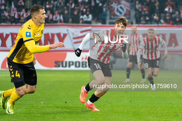 Filip Rozga participates in the game between KS Cracovia and GKS Katowice in Krakow, Poland, on November 9, 2024. This is a PKO BP Ekstrakla...