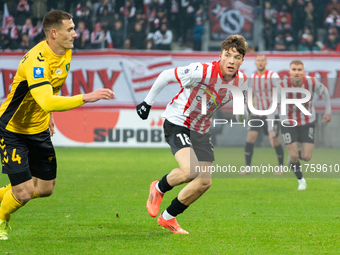 Filip Rozga participates in the game between KS Cracovia and GKS Katowice in Krakow, Poland, on November 9, 2024. This is a PKO BP Ekstrakla...