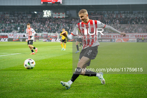 David Olafsson participates in the game between KS Cracovia and GKS Katowice in Krakow, Poland, on November 9, 2024. This is a PKO BP Ekstra...