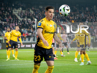 Marcin Wasielewski participates in the game between KS Cracovia and GKS Katowice in Krakow, Poland, on November 9, 2024. This is a PKO BP Ek...