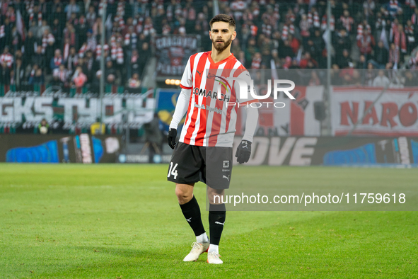 Ajdin Hasic participates in the game between KS Cracovia and GKS Katowice in Krakow, Poland, on November 9, 2024. This is a PKO BP Ekstrakla...