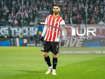 Ajdin Hasic participates in the game between KS Cracovia and GKS Katowice in Krakow, Poland, on November 9, 2024. This is a PKO BP Ekstrakla...