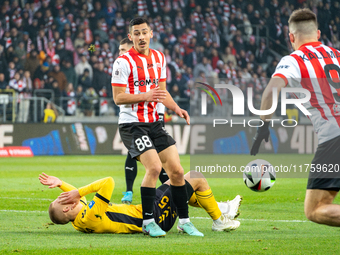 Patryk Sokolowski participates in the game between KS Cracovia and GKS Katowice in Krakow, Poland, on November 9, 2024. This is a PKO BP Eks...