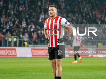 Benjamin Kallman participates in the game between KS Cracovia and GKS Katowice in Krakow, Poland, on November 9, 2024. This is a PKO BP Ekst...