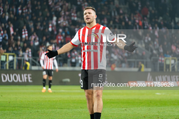 Benjamin Kallman participates in the game between KS Cracovia and GKS Katowice in Krakow, Poland, on November 9, 2024. This is a PKO BP Ekst...