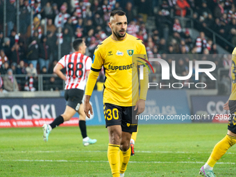 Alan Czerwinski participates in the game between KS Cracovia and GKS Katowice in Krakow, Poland, on November 9, 2024. This is a PKO BP Ekstr...