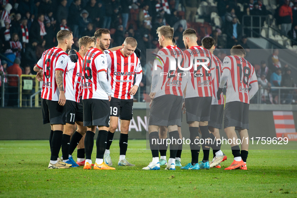 Cracovia players participate in the game between KS Cracovia and GKS Katowice in Krakow, Poland, on November 9, 2024. This is a PKO BP Ekstr...