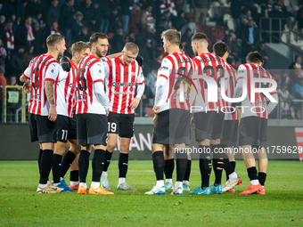 Cracovia players participate in the game between KS Cracovia and GKS Katowice in Krakow, Poland, on November 9, 2024. This is a PKO BP Ekstr...