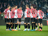 Cracovia players participate in the game between KS Cracovia and GKS Katowice in Krakow, Poland, on November 9, 2024. This is a PKO BP Ekstr...