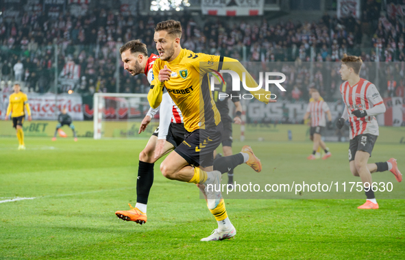 Borja Galan participates in the game between KS Cracovia and GKS Katowice in Krakow, Poland, on November 9, 2024. This is a PKO BP Ekstrakla...