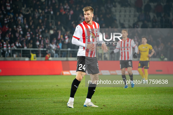 Jakub Jugas participates in the game between KS Cracovia and GKS Katowice in Krakow, Poland, on November 9, 2024. This is a PKO BP Ekstrakla...