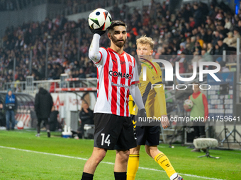 Ajdin Hasic participates in the game between KS Cracovia and GKS Katowice in Krakow, Poland, on November 9, 2024. This is a PKO BP Ekstrakla...