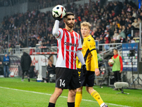 Ajdin Hasic participates in the game between KS Cracovia and GKS Katowice in Krakow, Poland, on November 9, 2024. This is a PKO BP Ekstrakla...