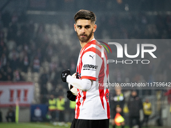 Ajdin Hasic participates in the game between KS Cracovia and GKS Katowice in Krakow, Poland, on November 9, 2024. This is a PKO BP Ekstrakla...