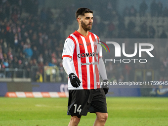 Ajdin Hasic participates in the game between KS Cracovia and GKS Katowice in Krakow, Poland, on November 9, 2024. This is a PKO BP Ekstrakla...