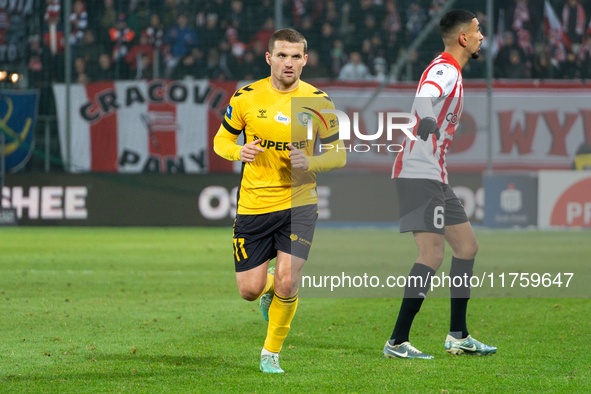 Adrian Blad participates in the game between KS Cracovia and GKS Katowice in Krakow, Poland, on November 9, 2024. This is a PKO BP Ekstrakla...