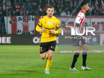 Adrian Blad participates in the game between KS Cracovia and GKS Katowice in Krakow, Poland, on November 9, 2024. This is a PKO BP Ekstrakla...