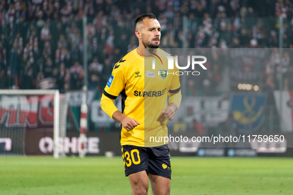 Alan Czerwinski participates in the game between KS Cracovia and GKS Katowice in Krakow, Poland, on November 9, 2024. This is a PKO BP Ekstr...