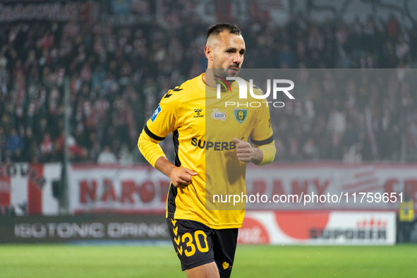 Alan Czerwinski participates in the game between KS Cracovia and GKS Katowice in Krakow, Poland, on November 9, 2024. This is a PKO BP Ekstr...