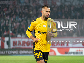 Alan Czerwinski participates in the game between KS Cracovia and GKS Katowice in Krakow, Poland, on November 9, 2024. This is a PKO BP Ekstr...