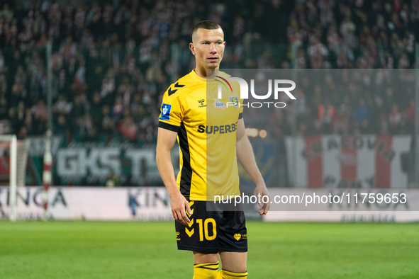 Mateusz Mak participates in the game between KS Cracovia and GKS Katowice in Krakow, Poland, on November 9, 2024. This is a PKO BP Ekstrakla...