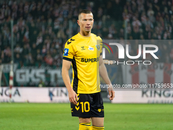 Mateusz Mak participates in the game between KS Cracovia and GKS Katowice in Krakow, Poland, on November 9, 2024. This is a PKO BP Ekstrakla...