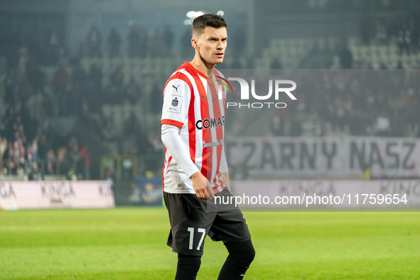 Mateusz Bochniak participates in the game between KS Cracovia and GKS Katowice in Krakow, Poland, on November 9, 2024. This is a PKO BP Ekst...