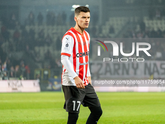 Mateusz Bochniak participates in the game between KS Cracovia and GKS Katowice in Krakow, Poland, on November 9, 2024. This is a PKO BP Ekst...