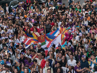 A parade of Erasmus students takes place in the center of Rome, Italy, on November 9, 2024, to highlight multiculturalism and international...