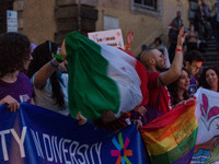 A parade of Erasmus students takes place in the center of Rome, Italy, on November 9, 2024, to highlight multiculturalism and international...