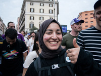 A parade of Erasmus students takes place in the center of Rome, Italy, on November 9, 2024, to highlight multiculturalism and international...