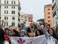 A parade of Erasmus students takes place in the center of Rome, Italy, on November 9, 2024, to highlight multiculturalism and international...