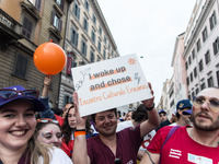 A parade of Erasmus students takes place in the center of Rome, Italy, on November 9, 2024, to highlight multiculturalism and international...