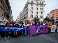 A parade of Erasmus students takes place in the center of Rome, Italy, on November 9, 2024, to highlight multiculturalism and international...