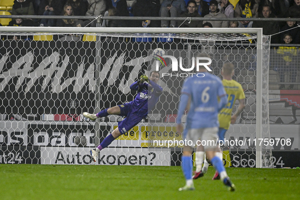 RKC goalkeeper Jeroen Houwen plays during the match between RKC and NEC at the Mandemakers Stadium in Waalwijk, Netherlands, on November 9,...