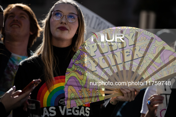 Hundreds demonstrate outside The Heritage Foundation for reproductive rights following the election of Donald Trump to be the next President...